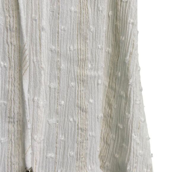 Entro Gold Glitter Threaded Ruffle Sleeve Lightweight Short Sleeve Blouse Small - Picture 6 of 10